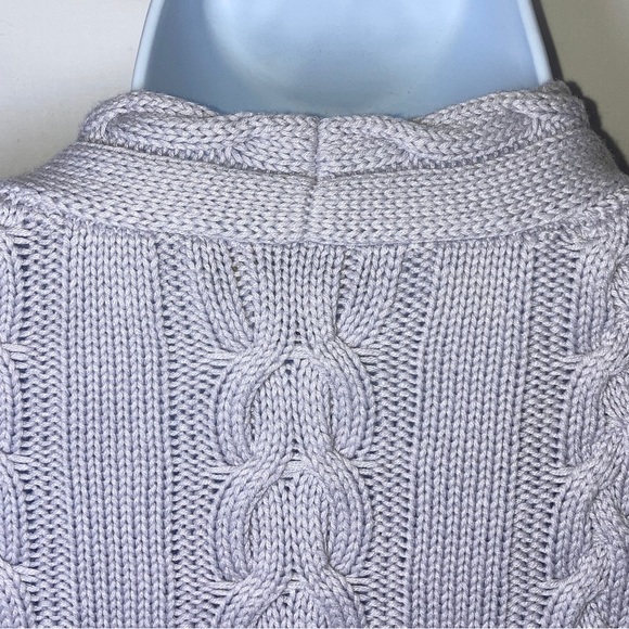 Cupio Ladies Tulip Shaped Cable Knit Sweater Light Grey Size Medium - Picture 4 of 15